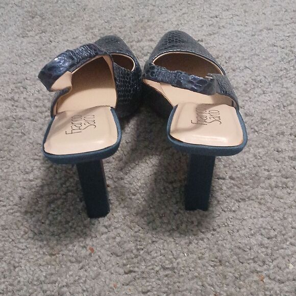 Franco Sarto blue Milano2 snakeskin print Slingback pointed toe heels Sz 10 EUC - Picture 5 of 8